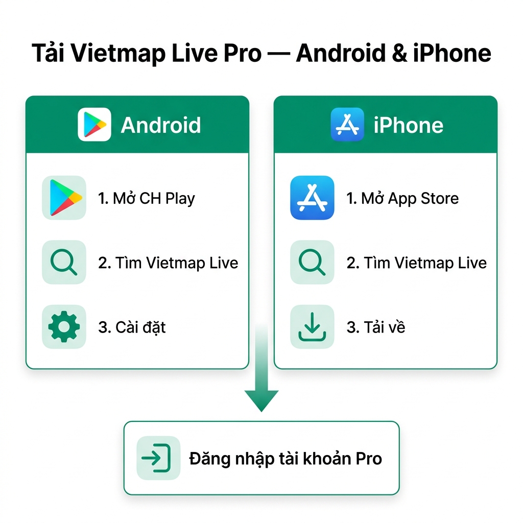 Tải Vietmap Live Pro cho Android và iPhone hướng dẫn từng bước