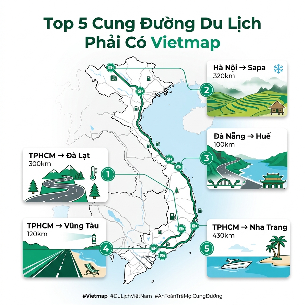 Top 5 cung đường du lịch Việt Nam nên có Vietmap Live Pro